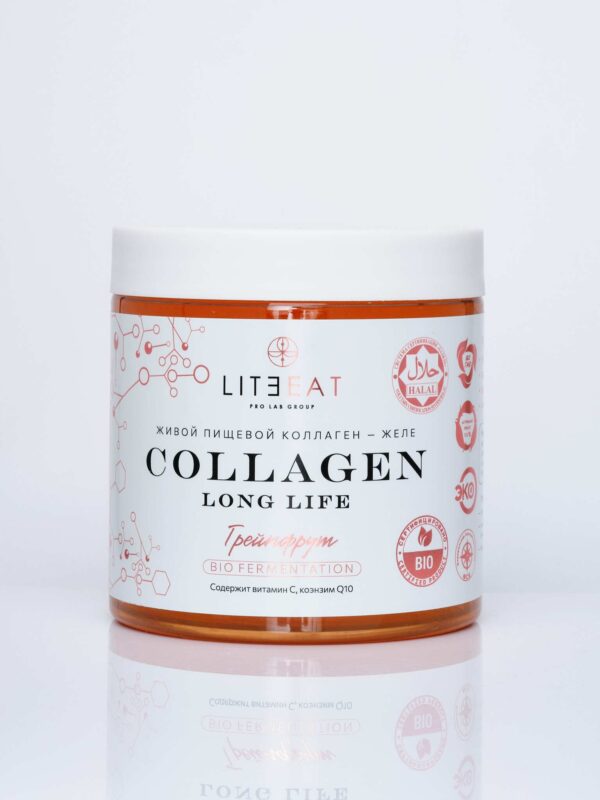 Коллаген пищевой живой Collagen Long Life грейпфрут для похудения и коррекции веса в желе, 500 гр.